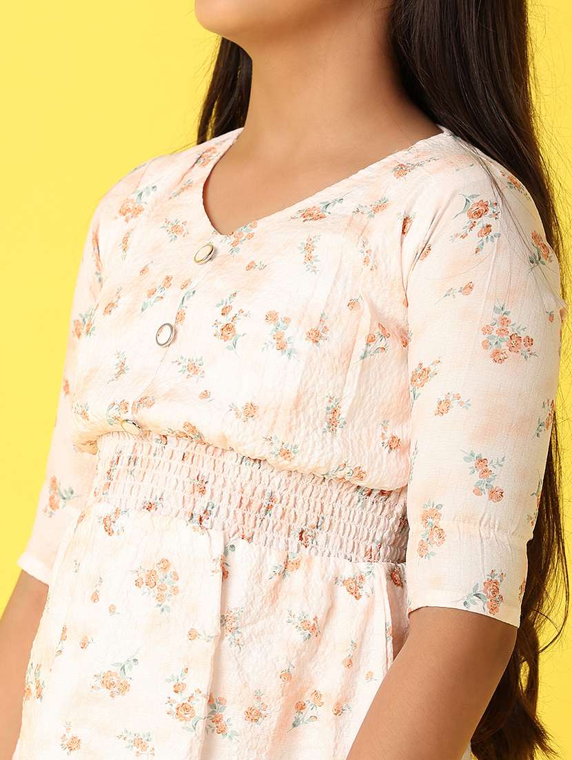 girls floral printed v neck a-line dress - 21491208 -  Standard Image - 5