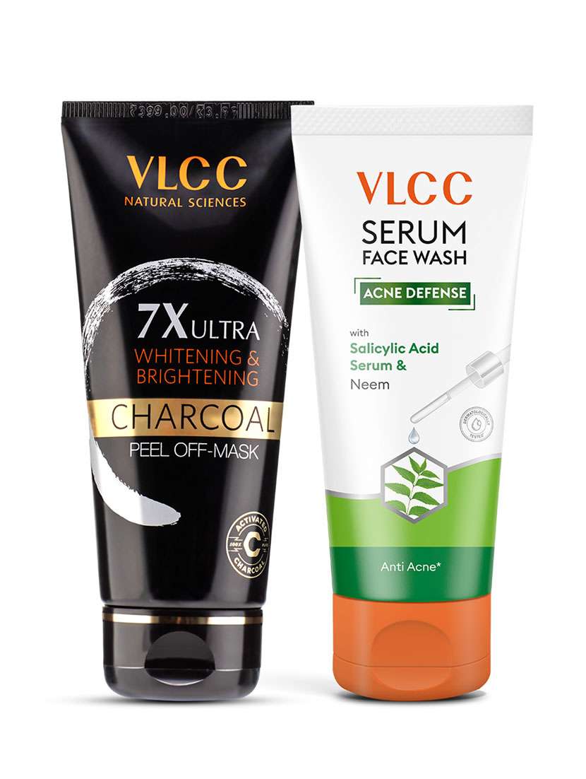 charcoal peel off mask 7x ultra whitening & brightening & acne defense serum facewash
