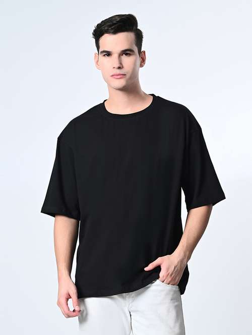 men solid oversized plain t-shirt - 21491353 - Standard Image - 0