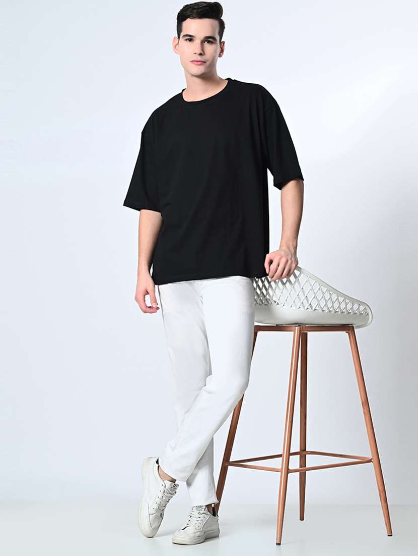 men solid oversized plain t-shirt - 21491353 - Standard Image - 3