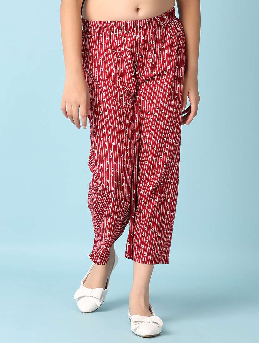 girls maroon printed palazzo