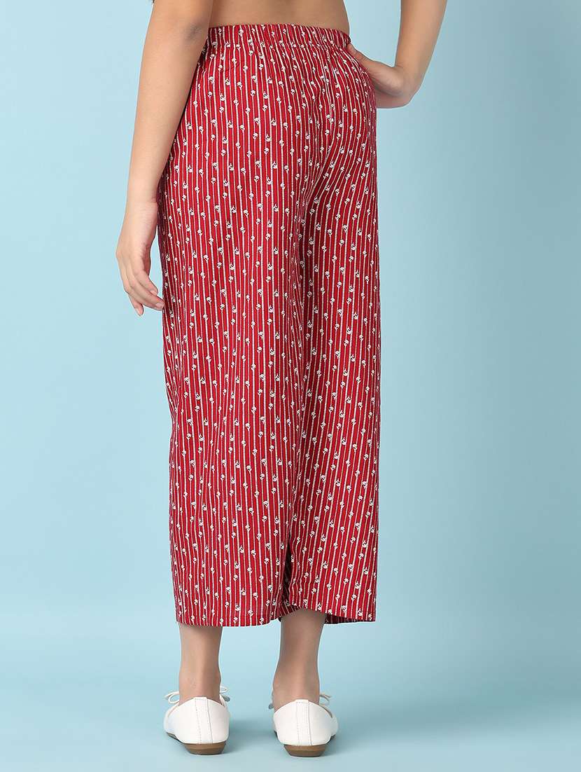 girls maroon printed palazzo - 21491362 -  Standard Image - 3
