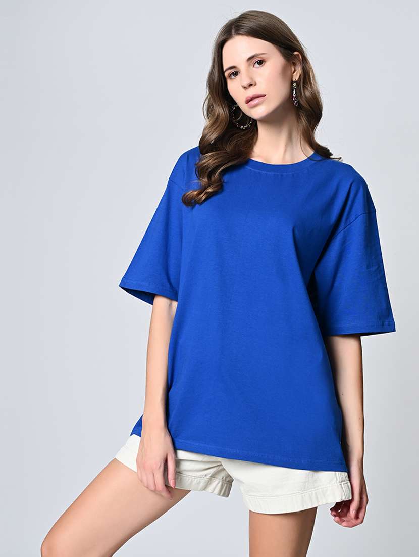 women blue cotton regular t-shirt - 21491378 - Zoom Image - 0