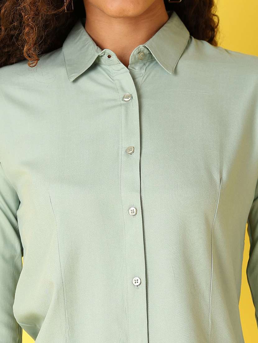 women solid long sleeves collared formal shirt - 21491395 - Standard Image - 5