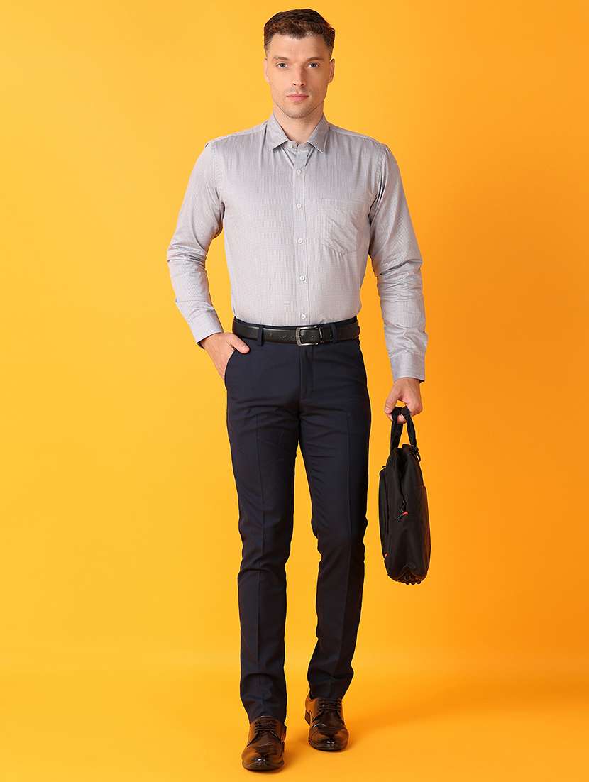 men grey cotton formal shirt - 21491489 -  Standard Image - 3