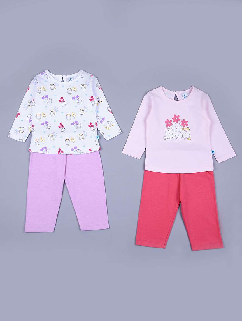 girls pack of 2 printed full length sets