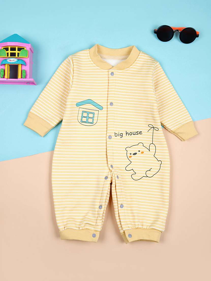 kids yellow printed full length romper