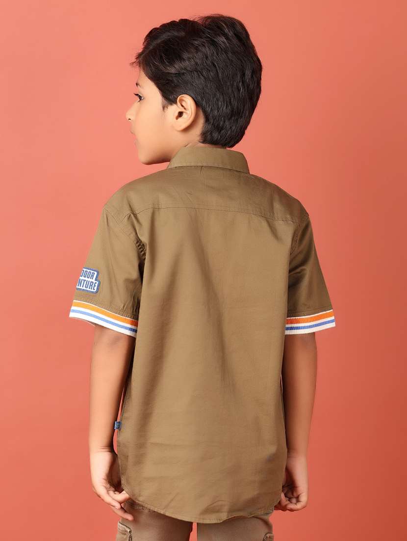 boys brown solid shirt - 21491802 - Standard Image - 3