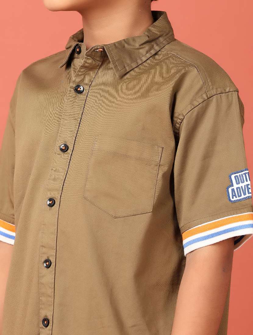 boys brown solid shirt - 21491802 - Standard Image - 5