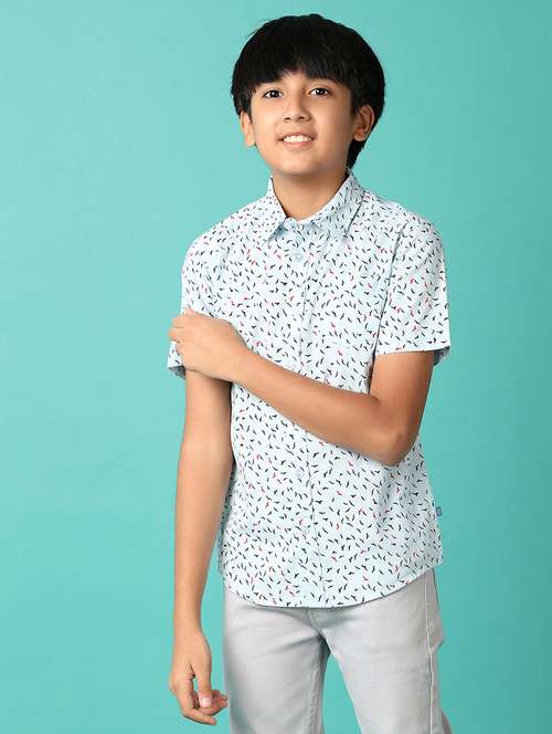 boys blue printed shirt - 21491804 -  Standard Image - 0