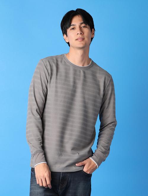 men round neck stripes t-shirt - 21491805 - Standard Image - 0