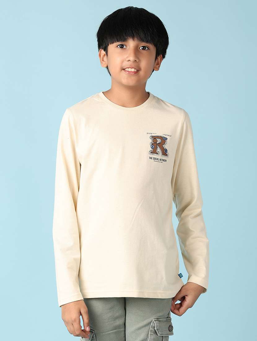 boys round neck typographic t-shirt