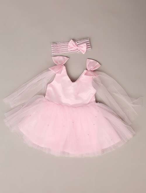 girls v neck embellished party wear frock  - 21491851 -  Standard Image - 0