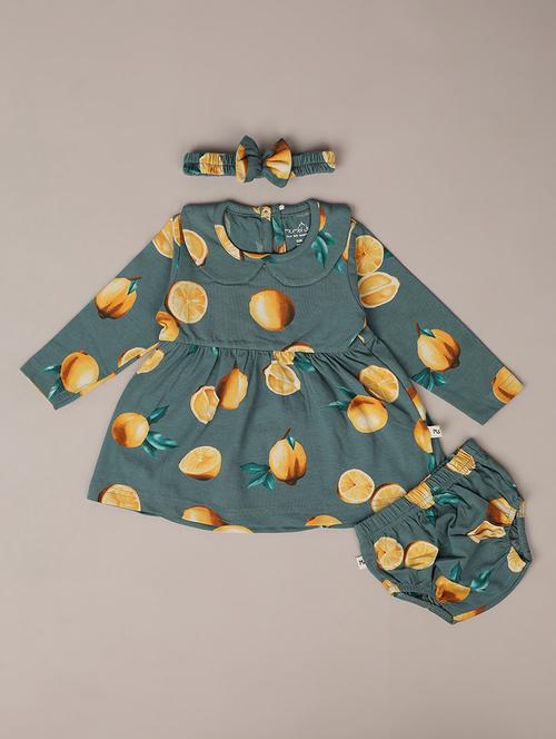 girls printed long sleeves frock with bloomer - 21491887 -  Standard Image - 0