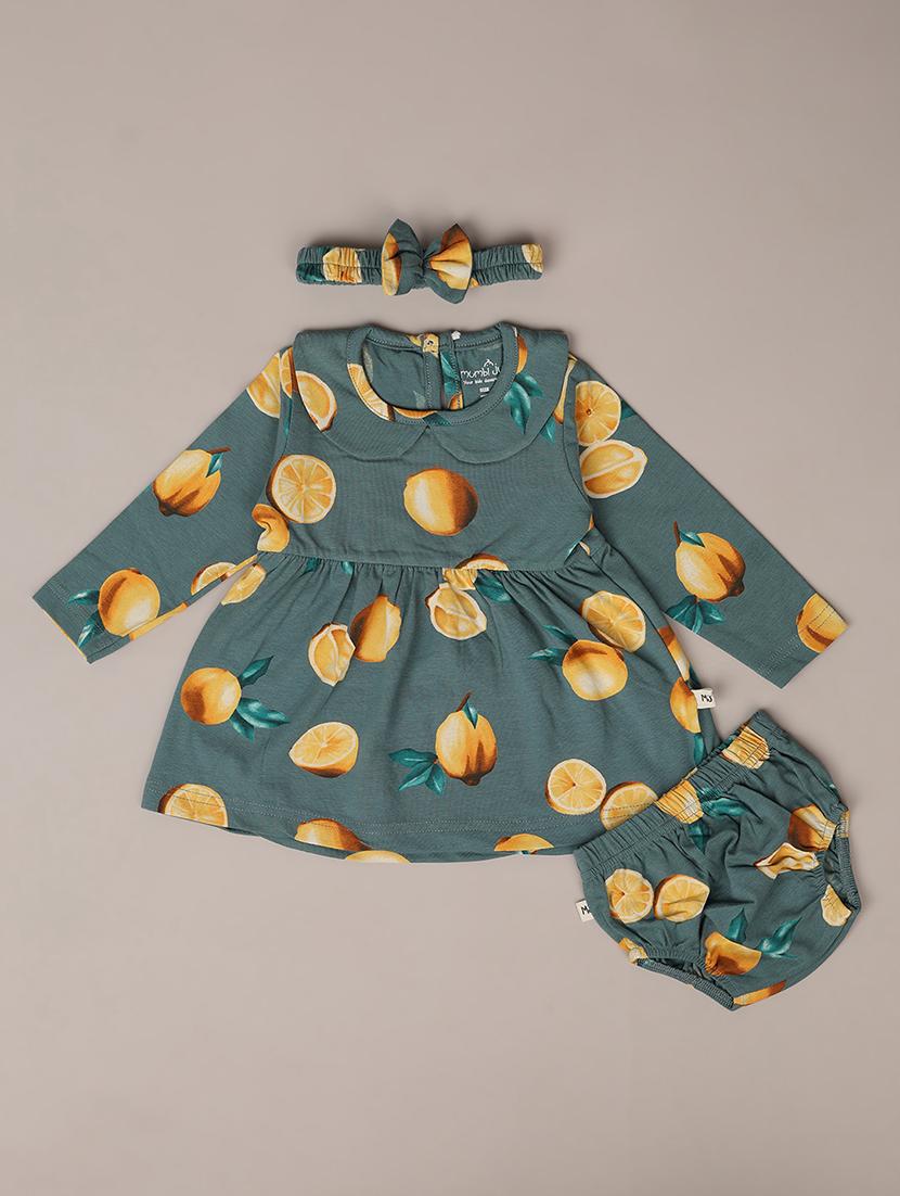 girls printed long sleeves frock with bloomer - 21491887 -  Zoom Image - 0