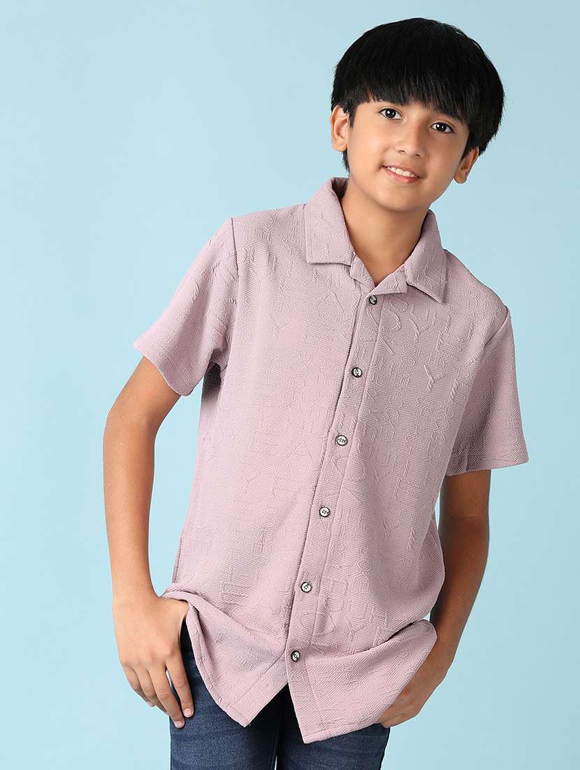 boys purple self-designed shirt