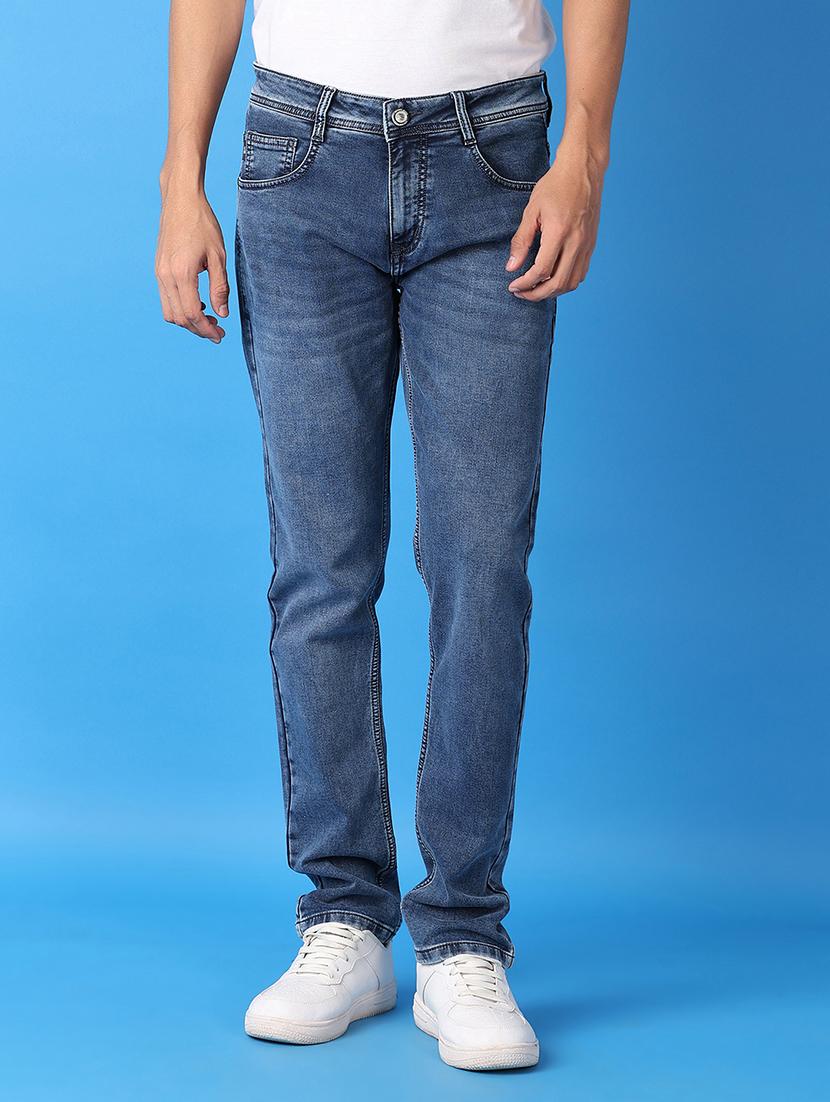 men blue plain jeans