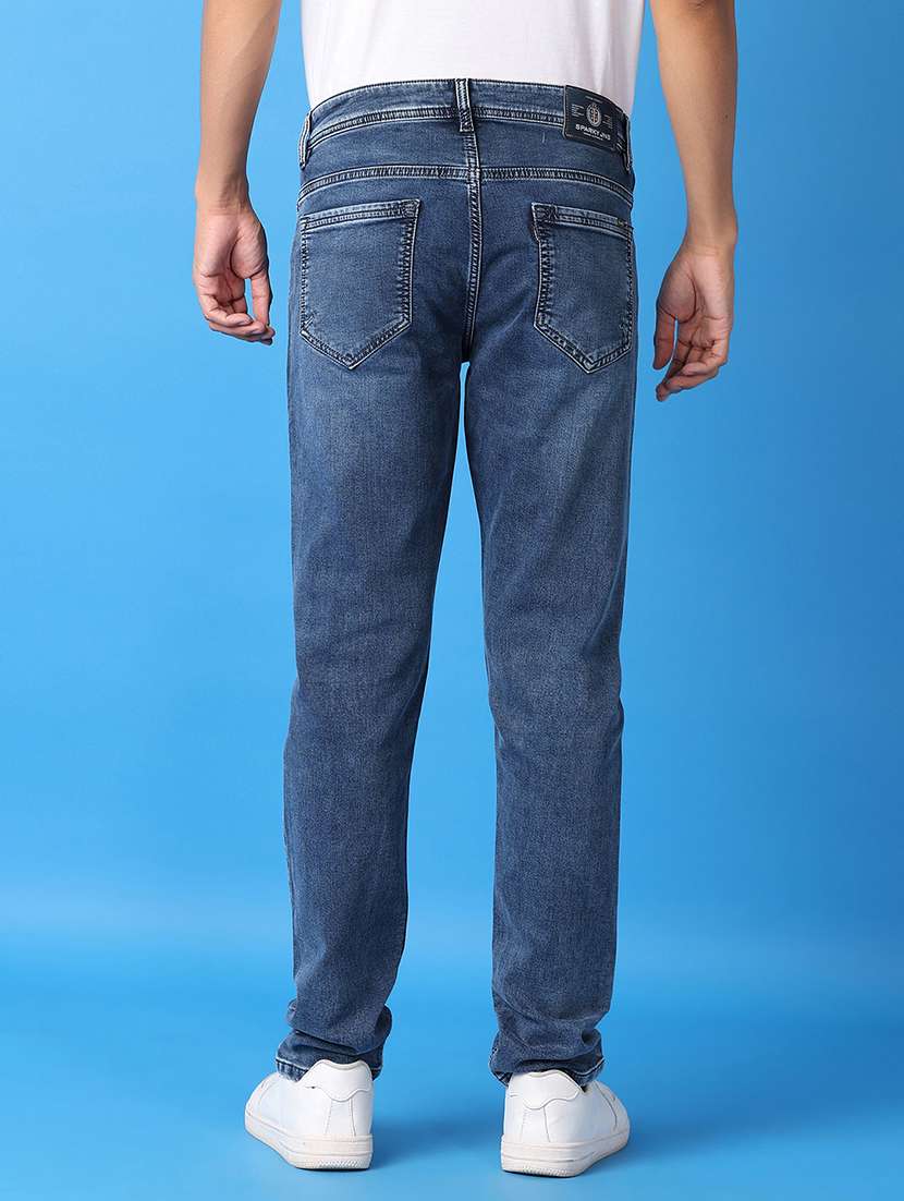 men blue plain jeans - 21492099 -  Standard Image - 3