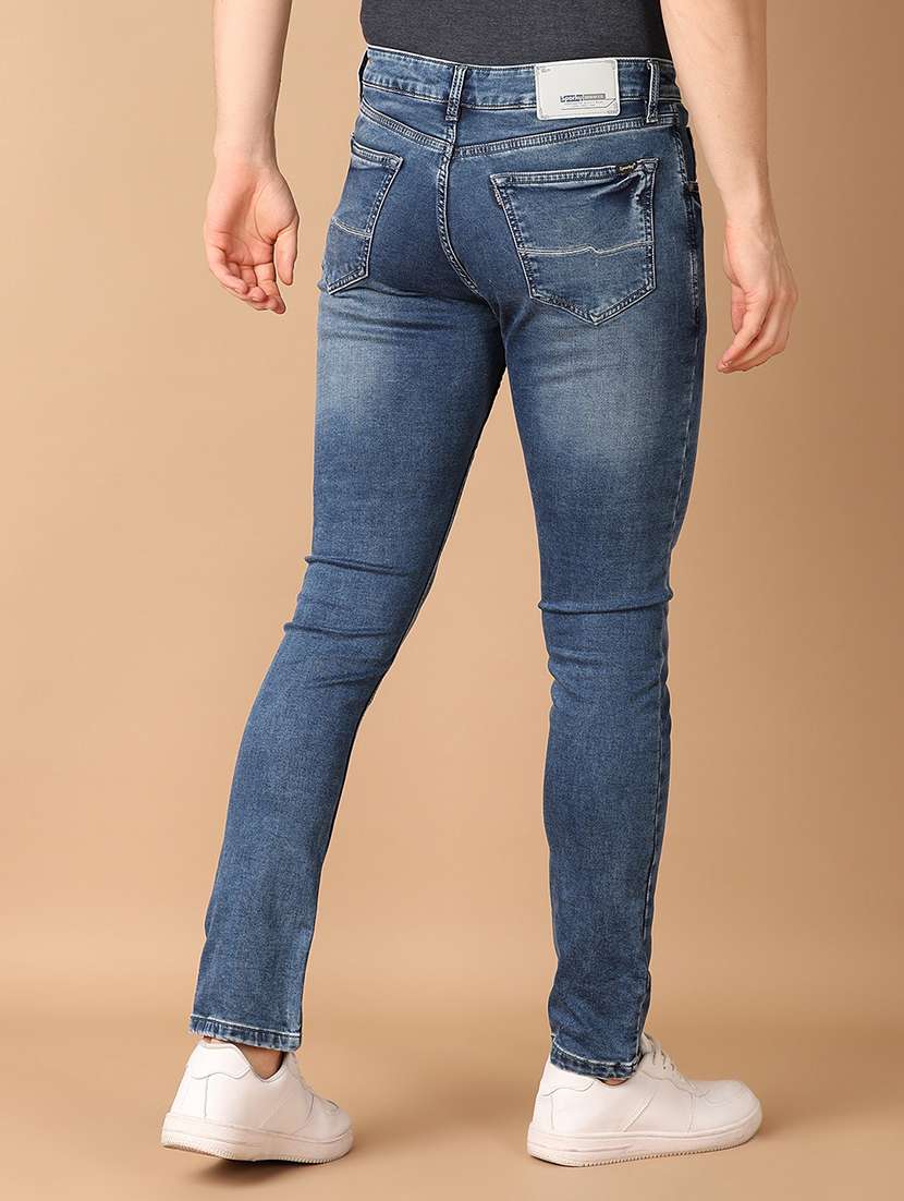 men blue plain jeans - 21492100 - Standard Image - 3
