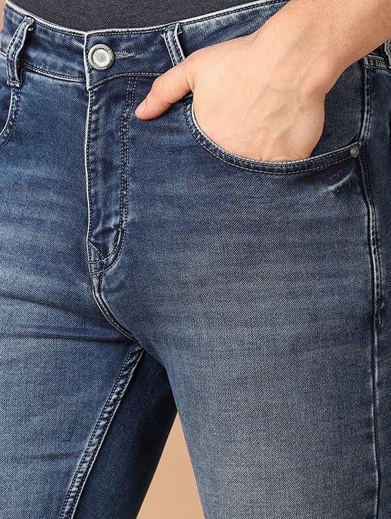 men blue plain jeans - 21492100 - Standard Image - 5