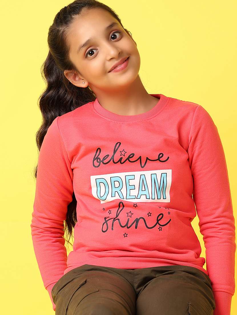 girls front printed round neck sweatshirt - 21492302 -  Standard Image - 3