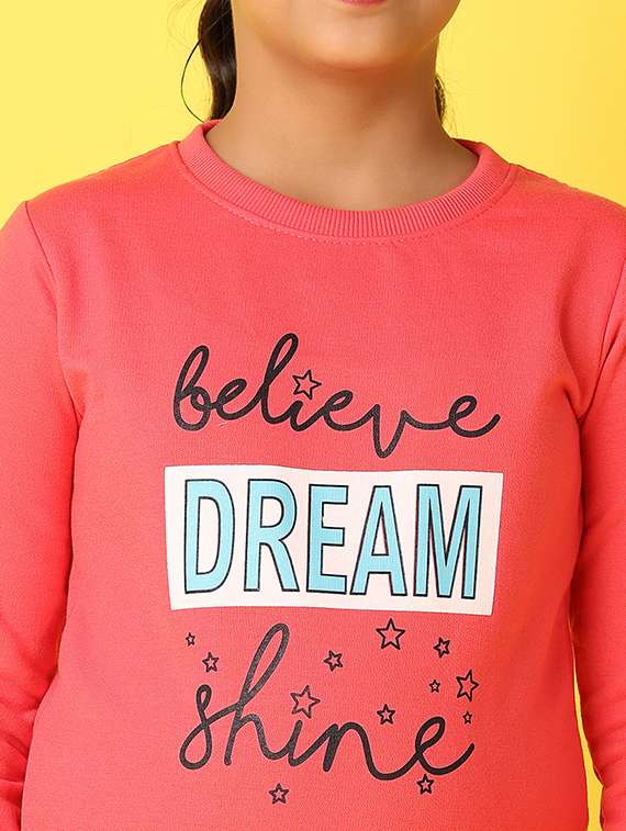 girls front printed round neck sweatshirt - 21492302 -  Standard Image - 5
