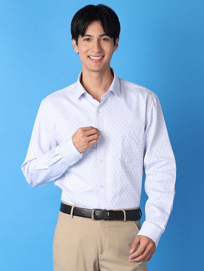 men self design long sleeves formal shirt