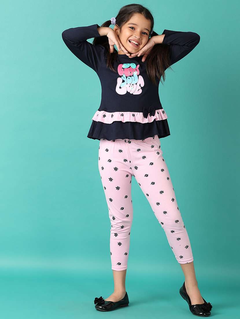 girls printed long sleeves twin set