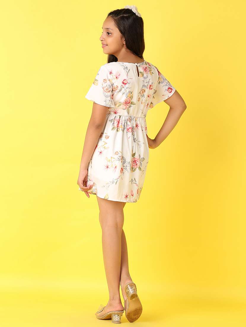 girls floral printed short sleeves fit & flare dress - 21492389 -  Standard Image - 3