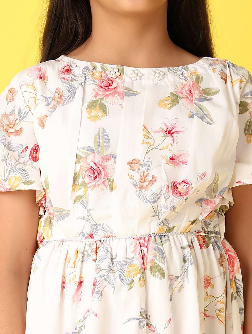 girls floral printed short sleeves fit & flare dress - 21492389 -  Standard Image - 5