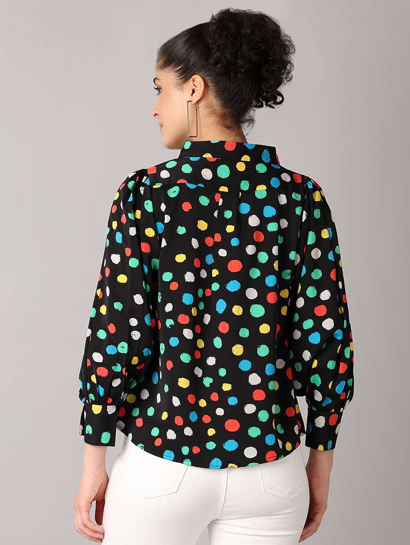 women black polka dot printed regular shirt - 21492407 - Standard Image - 3