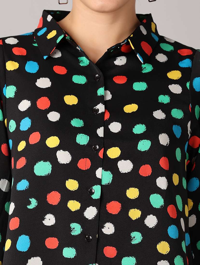 women black polka dot printed regular shirt - 21492407 - Standard Image - 5