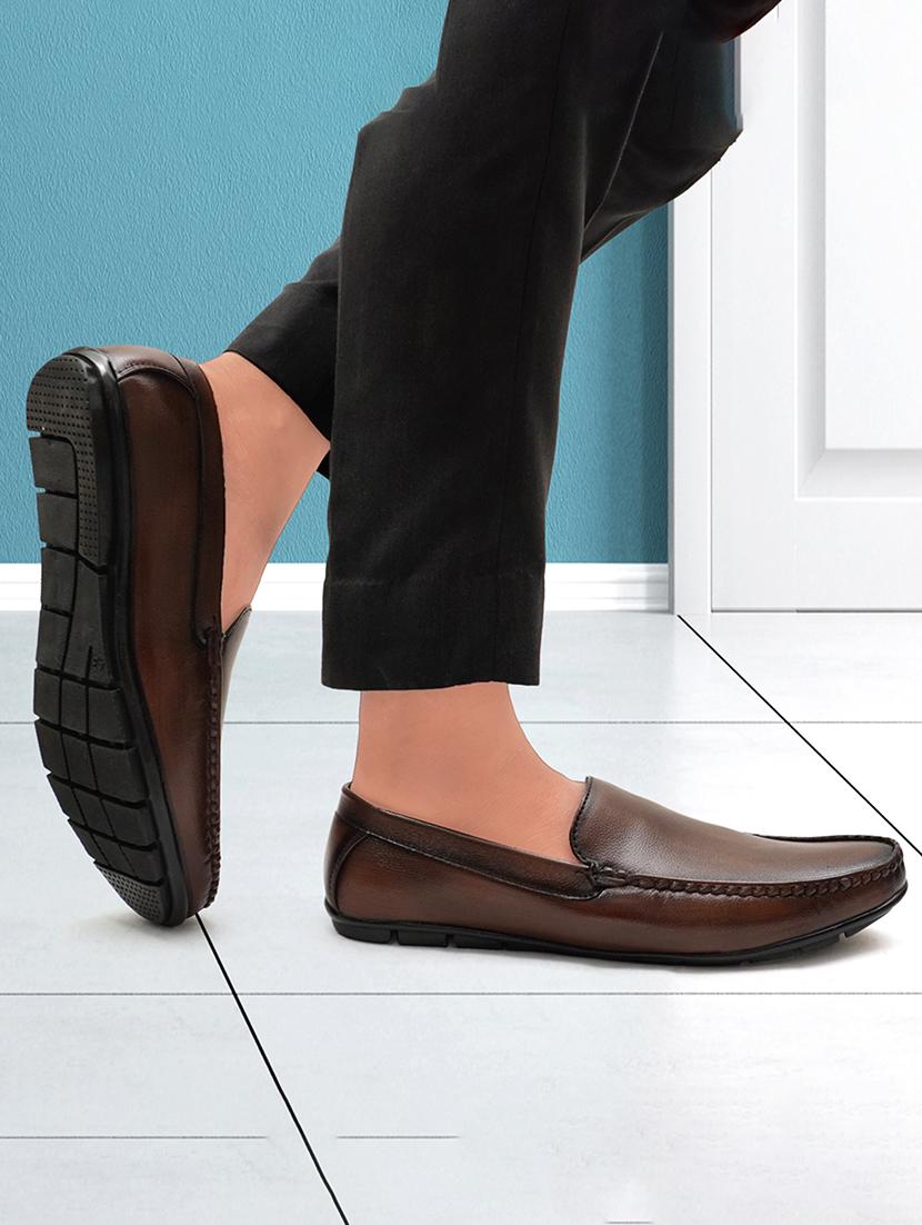 men brown slip on loafers - 21492491 - Standard Image - 5