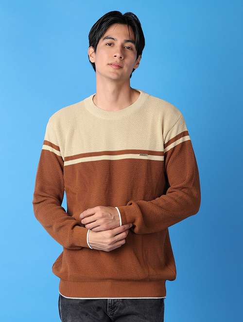 men long sleeves color block pullover - 21492519 -  Standard Image - 0
