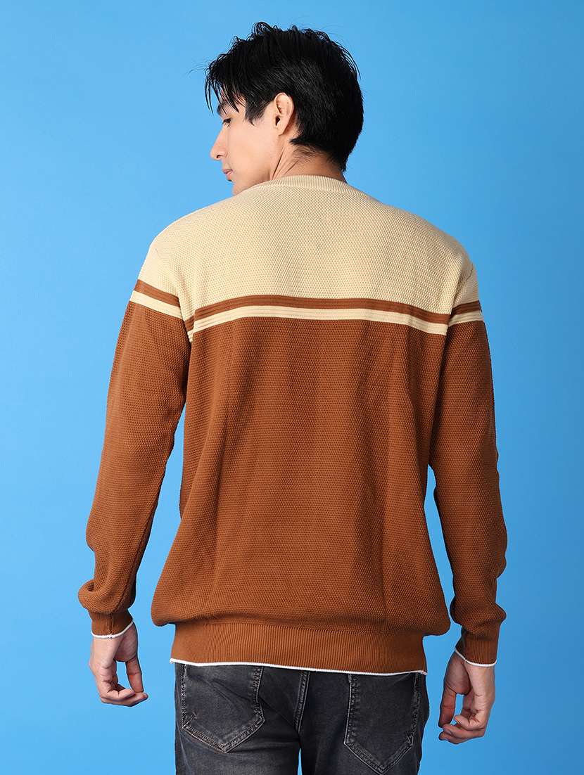 men long sleeves color block pullover - 21492519 -  Standard Image - 3