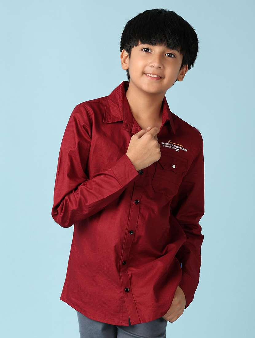 boys maroon solid shirt - 21492530 - Zoom Image - 0