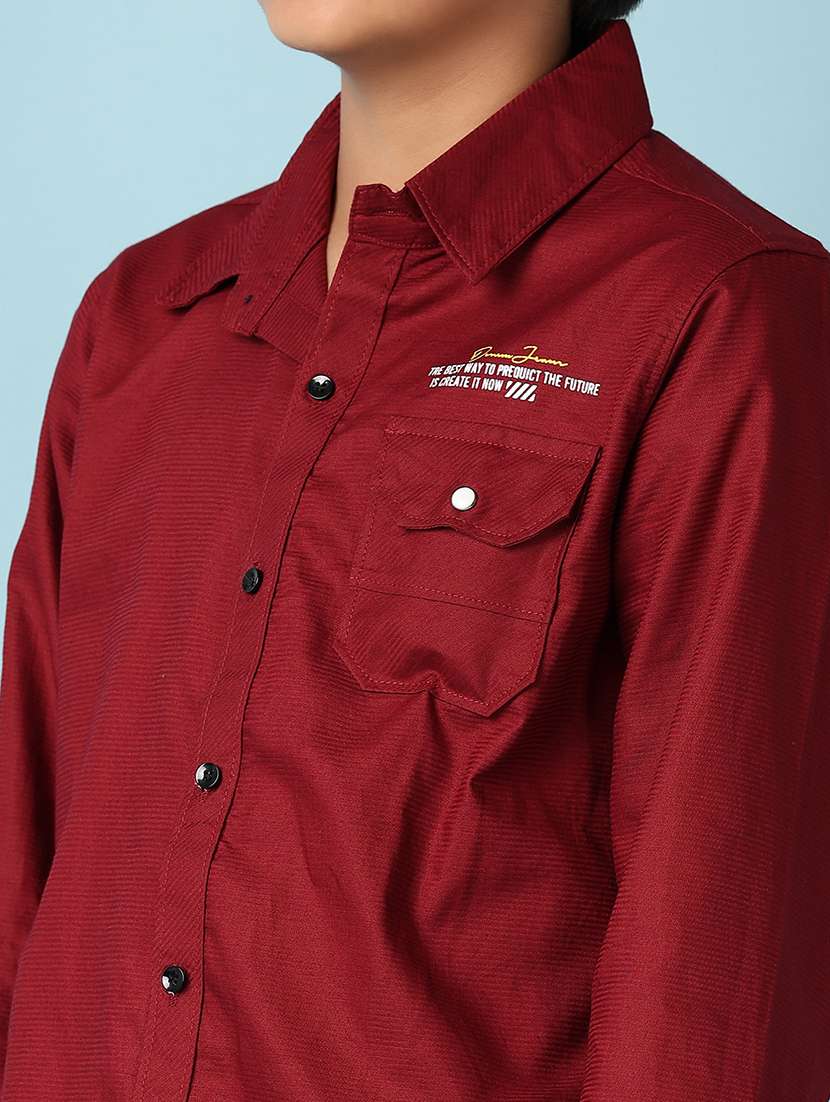 boys maroon solid shirt - 21492530 - Standard Image - 5
