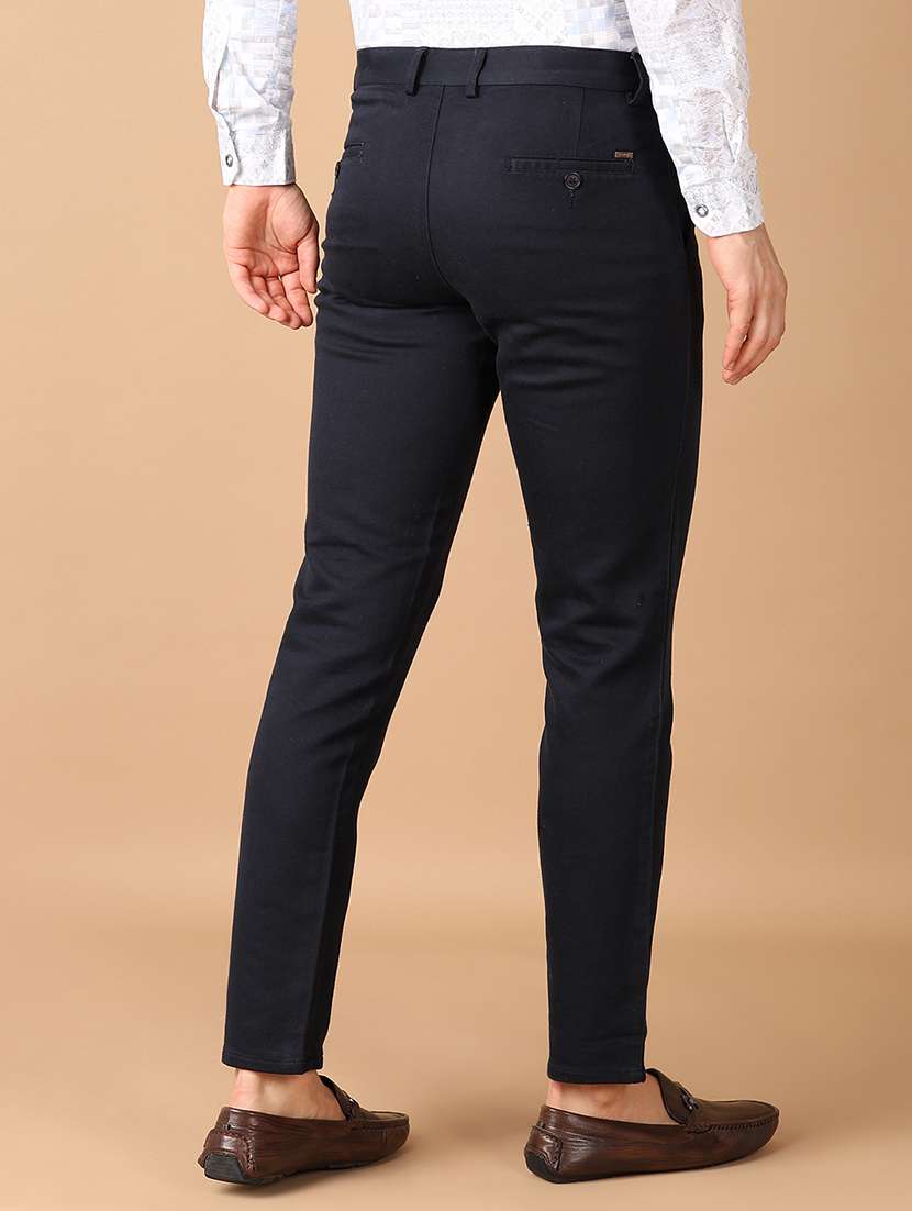 men mid-rise solid chinos casual trouser - 21492553 -  Standard Image - 3