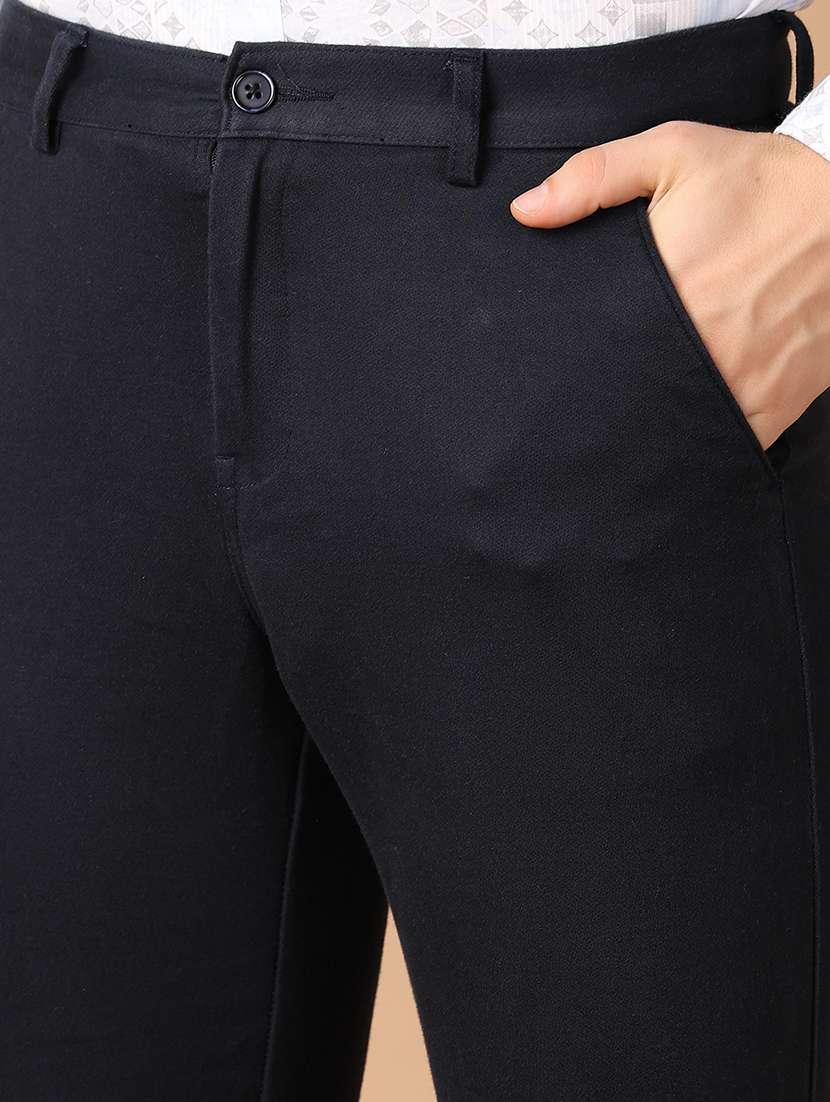 men mid-rise solid chinos casual trouser - 21492553 -  Standard Image - 5