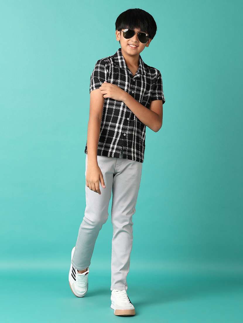 Boys Checked Printed Collared Shirt
