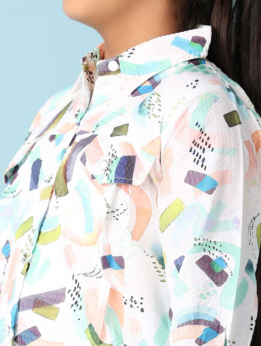 girls printed collared shirt style top - 21492690 - Standard Image - 5