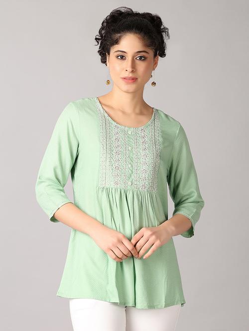 women self design round neck a-line top - 21492707 -  Standard Image - 0