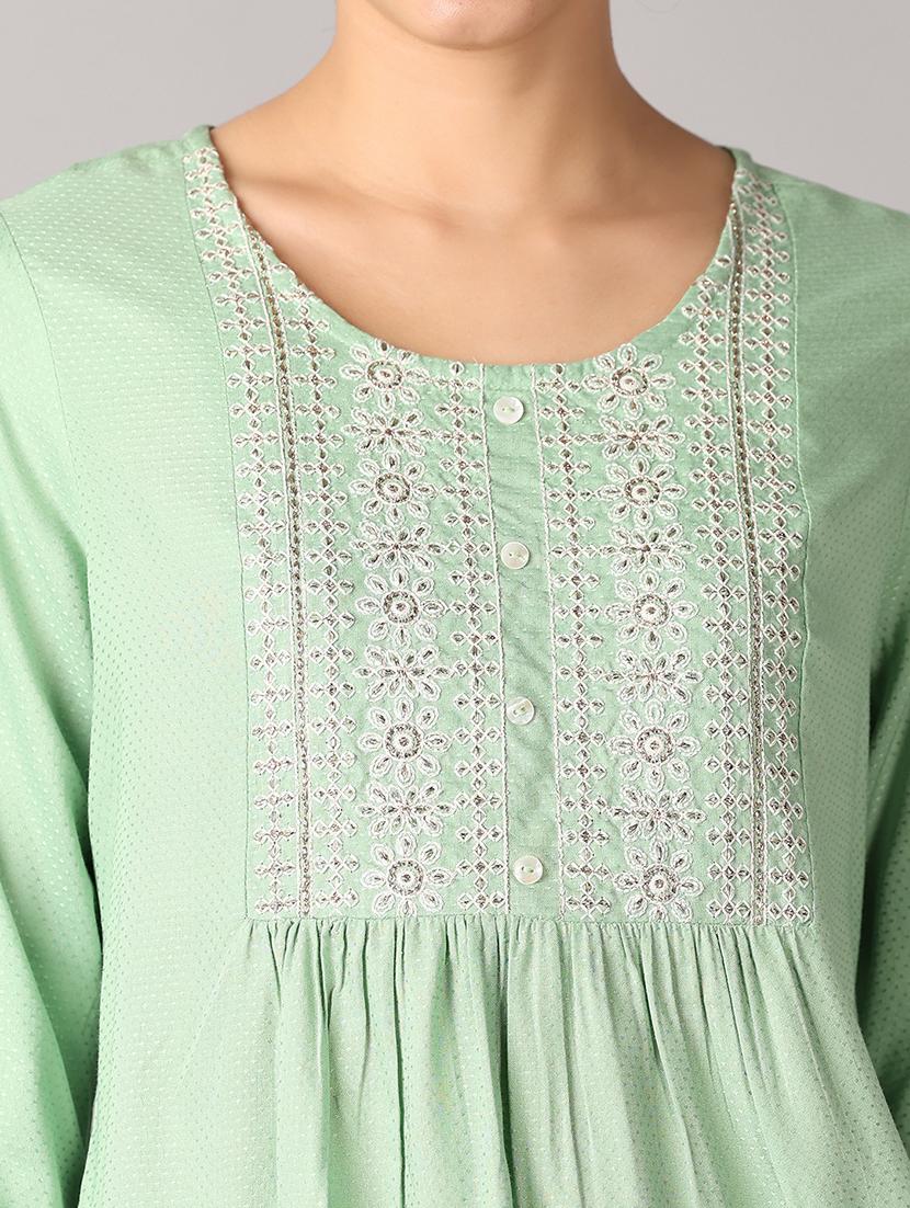 women self design round neck a-line top - 21492707 - Standard Image - 5