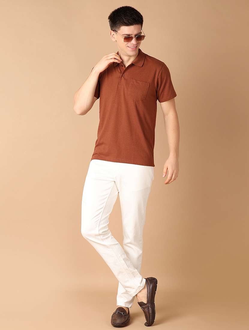 men brown solid polo t-shirt - 21492730 -  Standard Image - 3