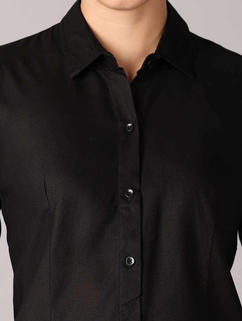 women solid long sleeves collared formal shirt - 21492771 -  Standard Image - 5