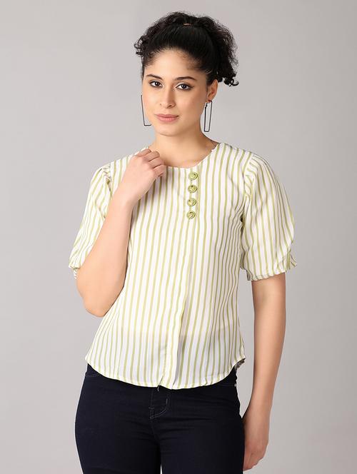 women striped printed round neck top - 21492774 - Standard Image - 0