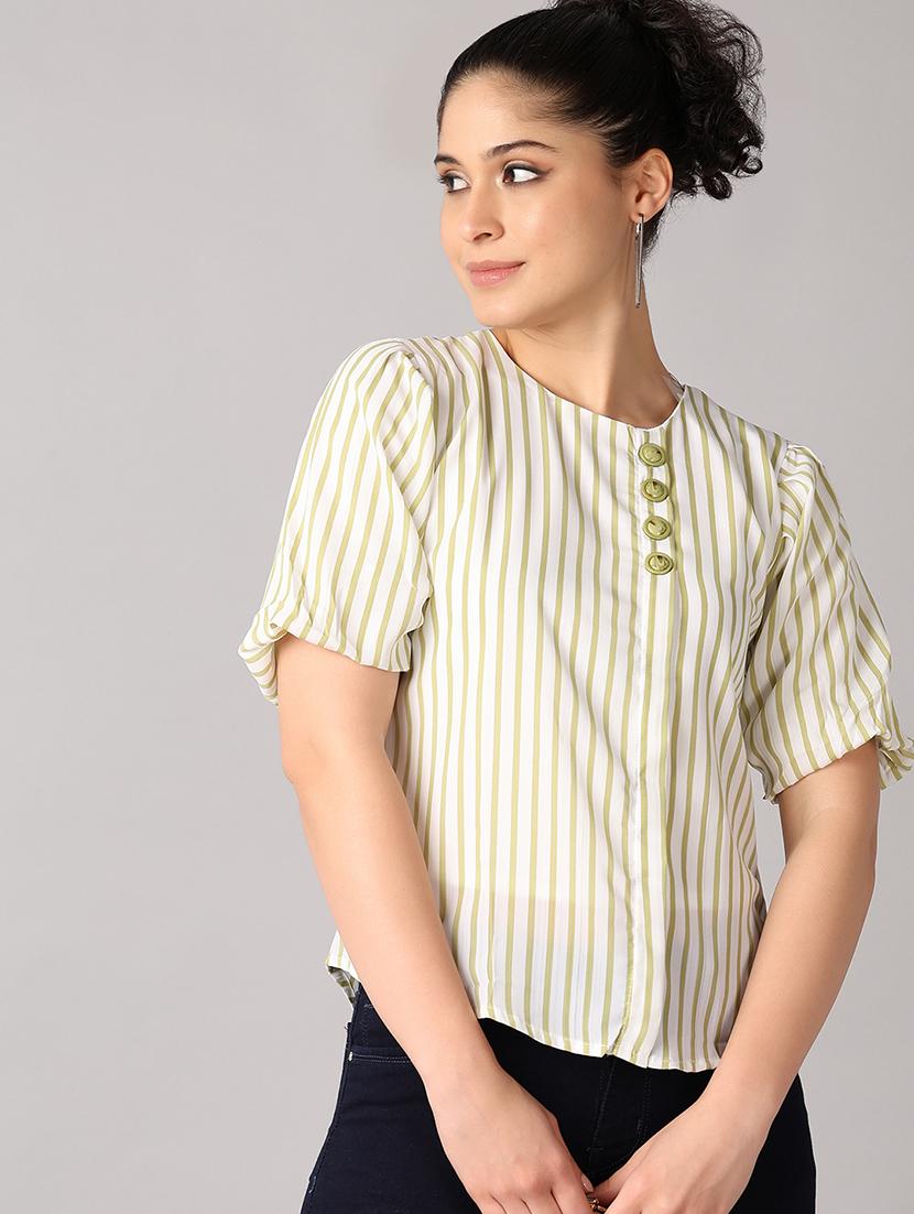 women striped printed round neck top - 21492774 - Standard Image - 3