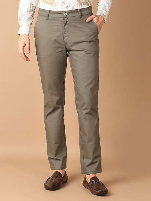 men green solid chinos casual trouser - 21492800 -  Standard Image - 0