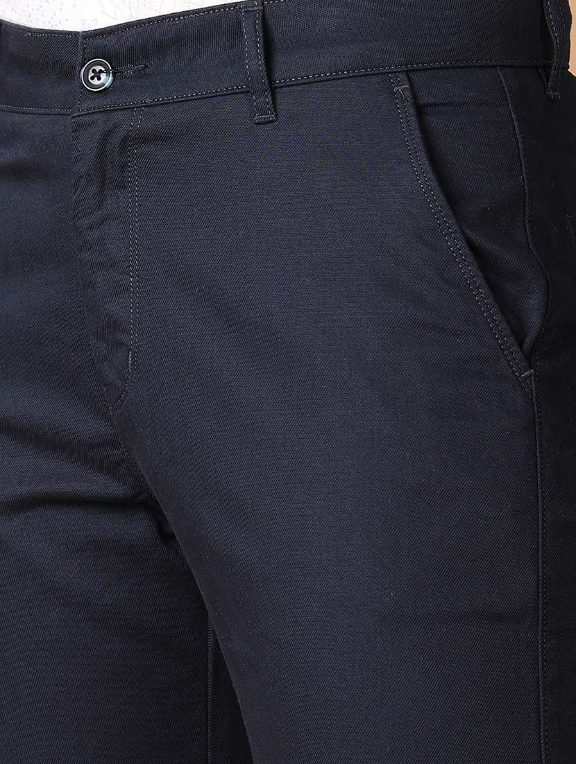men navy blue solid chinos casual trouser - 21492801 -  Standard Image - 5