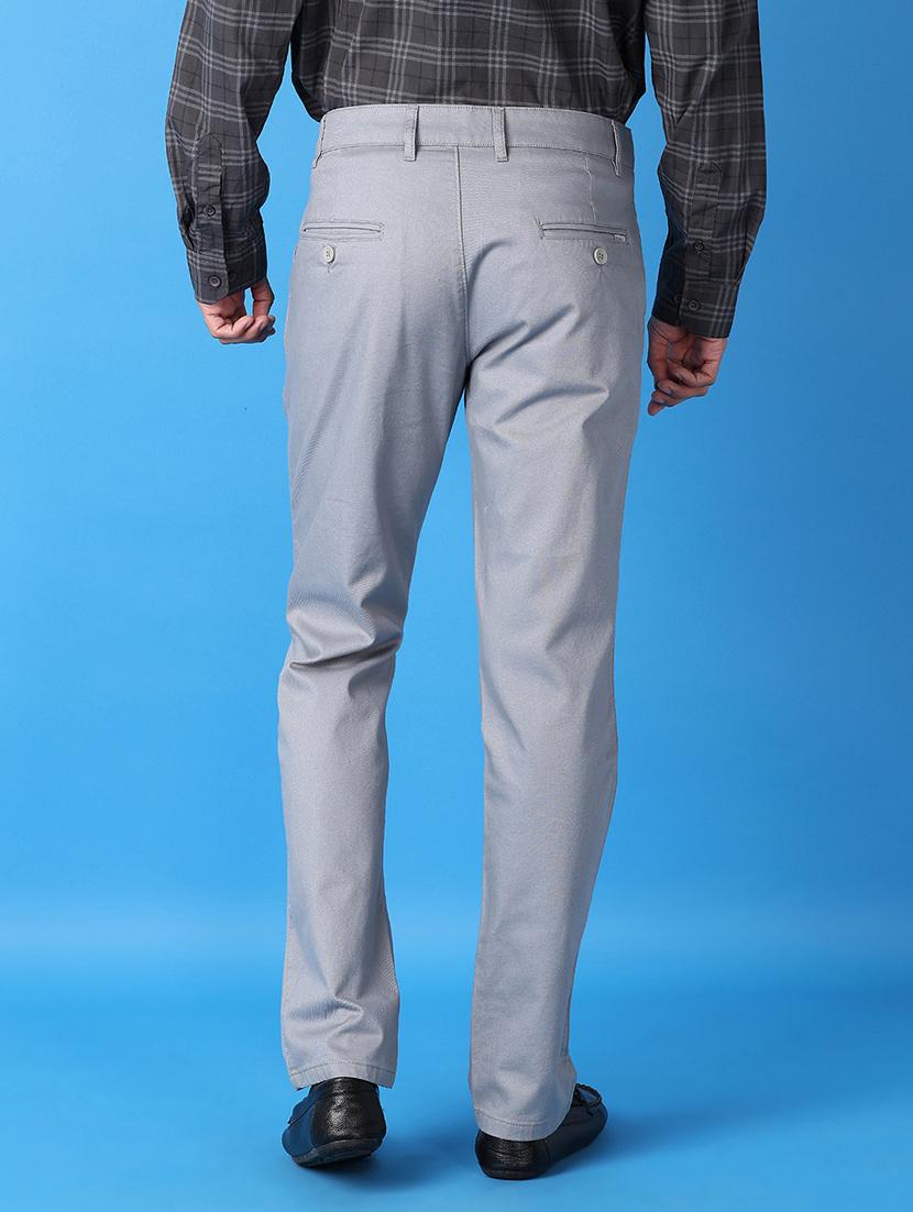 men blue solid chinos casual trouser - 21492802 - Standard Image - 3